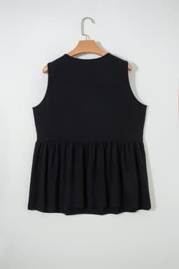 image-Coffee Plus Size Solid Color Bow Tie Peplum Tank Top
