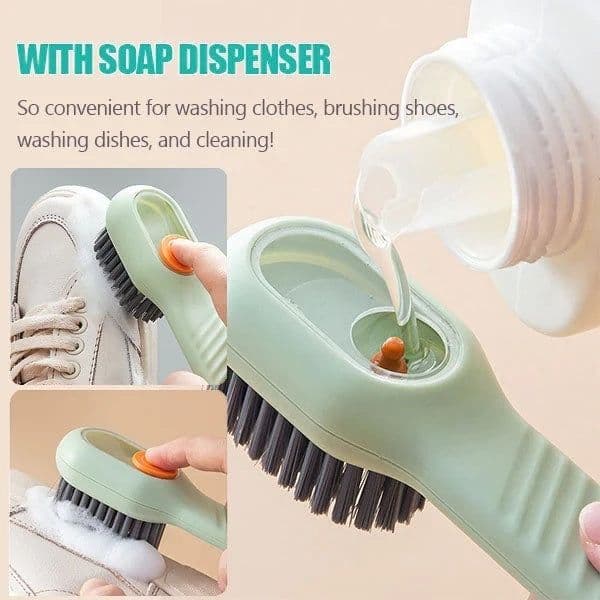 image-Multifunctional Soft-bristled Shoe Brush Long Handle Brush Automatic Liquid Adding Shoe Clothing Board Brush Cleaning Tool