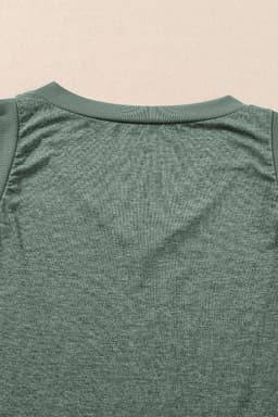 image-Mist Green Ribbed V Neck Tank