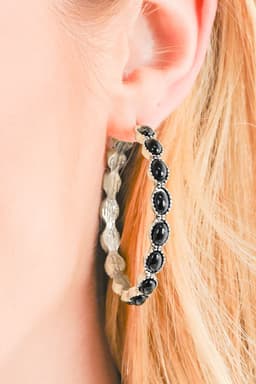 image-Sky Blue Gem Inlay Retro C-Shape Earrings