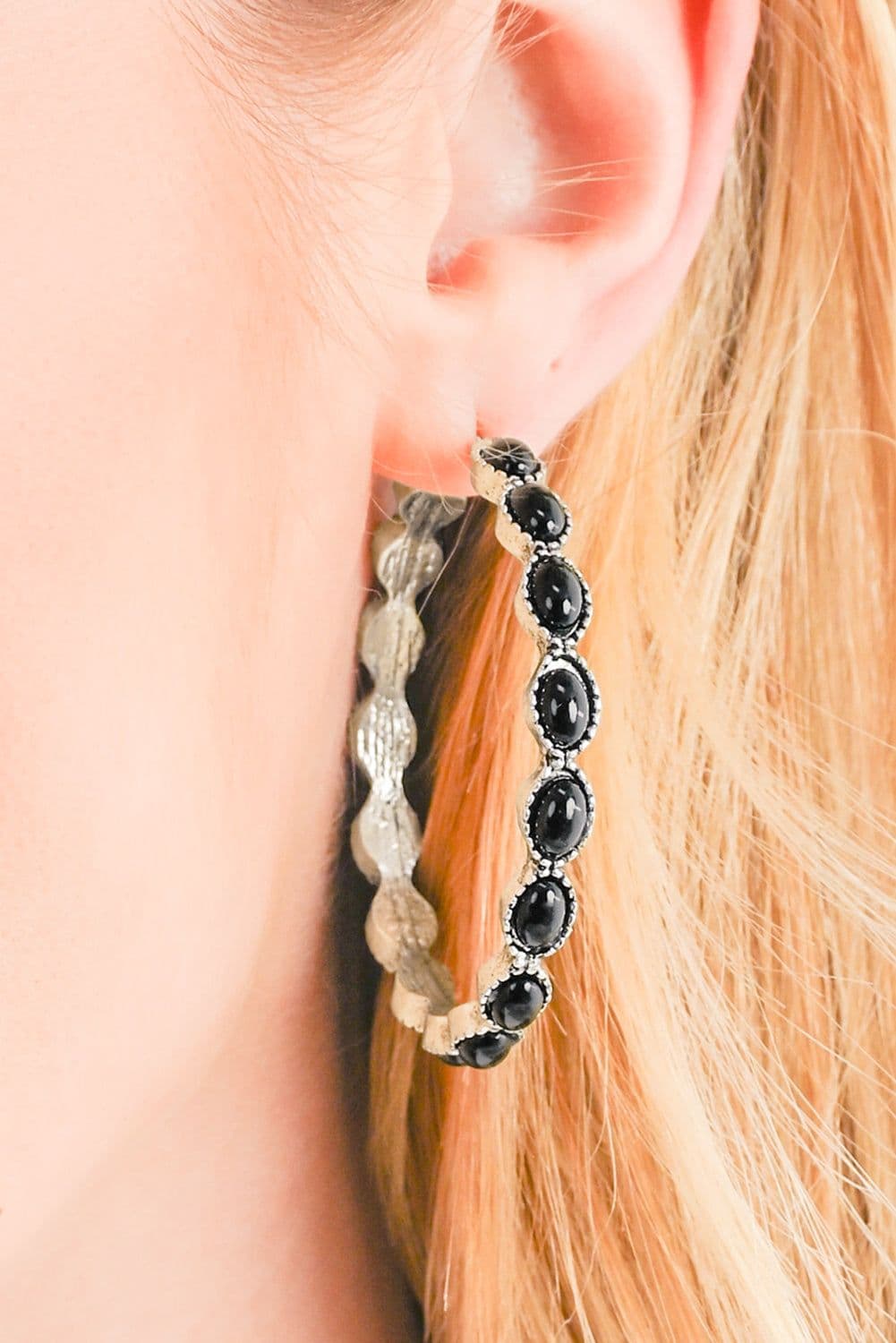 image-Sky Blue Gem Inlay Retro C-Shape Earrings