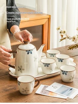 image-Underglaze Cup Suit Household Living Room Water Cup Water Pot Tea Set