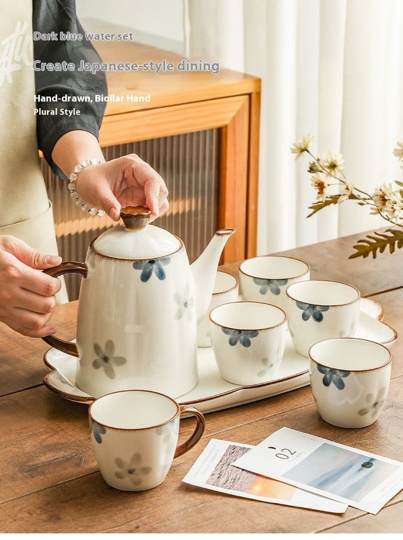 image-Underglaze Cup Suit Household Living Room Water Cup Water Pot Tea Set