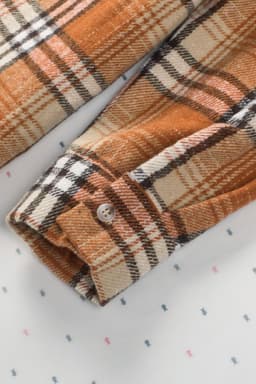 image-Plaid Color Block Patchwork Shirt Jacket - Orange, Sizes S-2XL