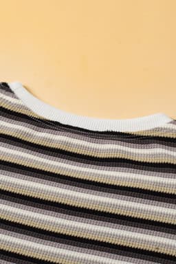 image-Pink Stripe Rainbow Tee Wide Leg Pants Set