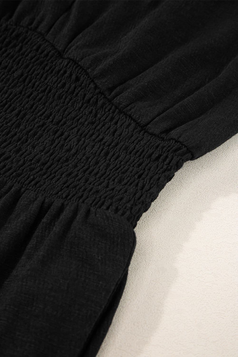 image-High Waist Shirred V Neck Jumpsuit - Sleeveless Sexy Design