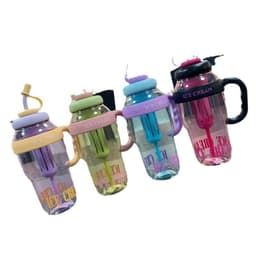 image-Plastic Water Bottle With Straw Cartoon Cup Drinking Cup Portable Water Bottle 1200ml Kitchen Gadgets