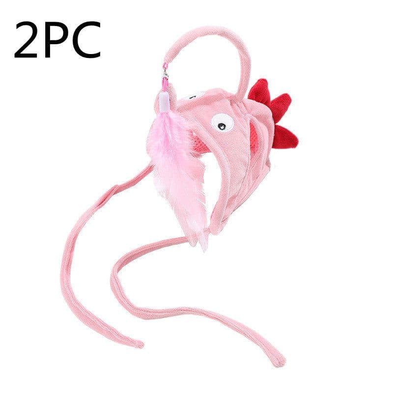 image-New Head Wearing Feather Funny Cat Stick Funny Cat Toy Stick Gray Big Eye Pet Toys Pet Products
