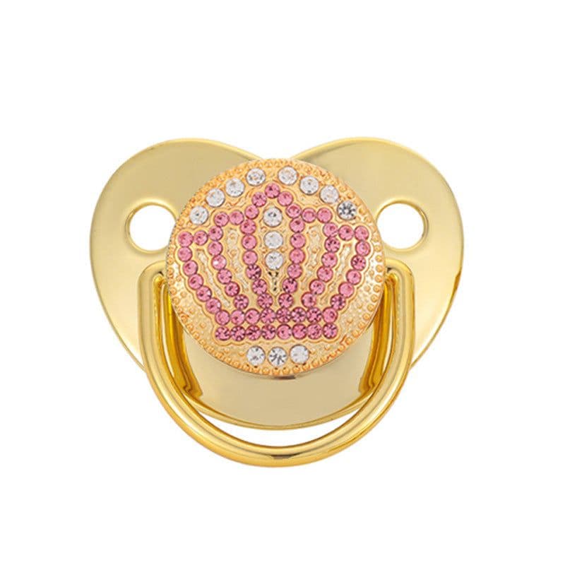 image-0-18 Months Luxury Crown Diamond Baby Bling Bling Pacifier Infant Soother Newborn Baby Boy Girl For Shower Gift Chupete