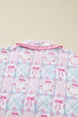 image-Pink Bow Wreath Christmas Pajama Set - Long Sleeve 2pc