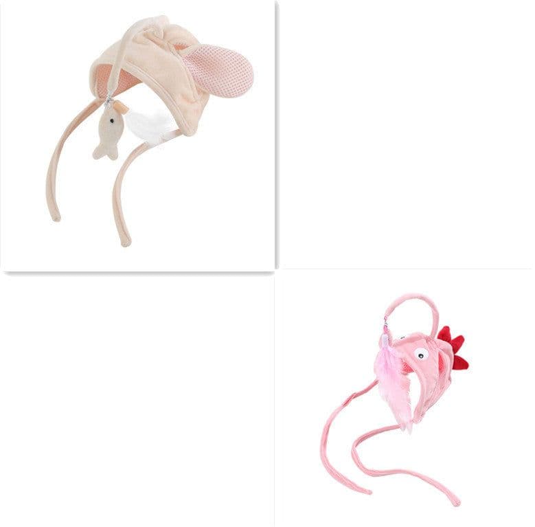 image-New Head Wearing Feather Funny Cat Stick Funny Cat Toy Stick Gray Big Eye Pet Toys Pet Products