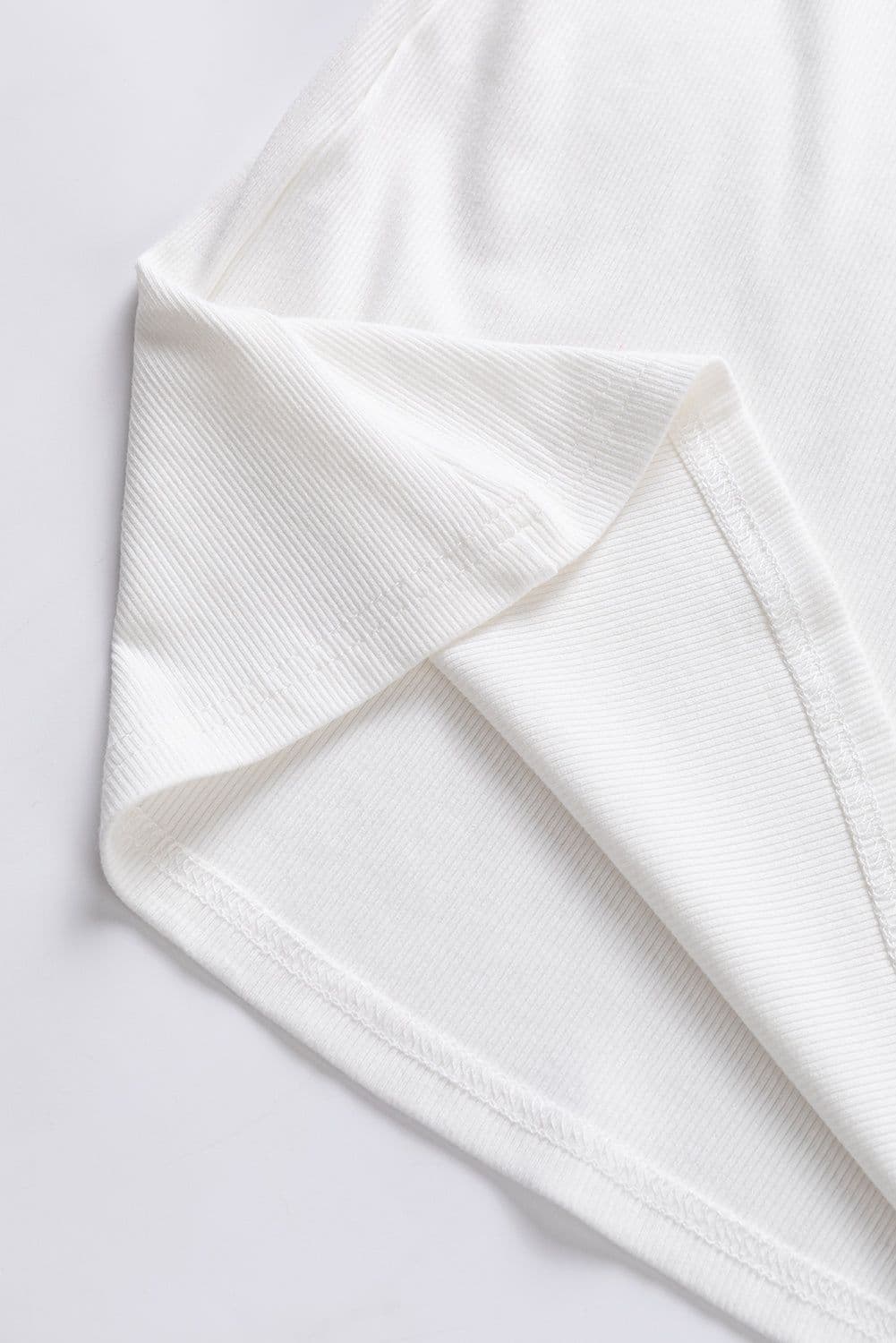 image-White Contrast Tweed Puff Sleeve Top