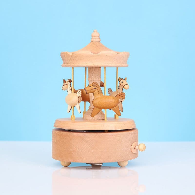 image-Wooden building model music box birthday gift