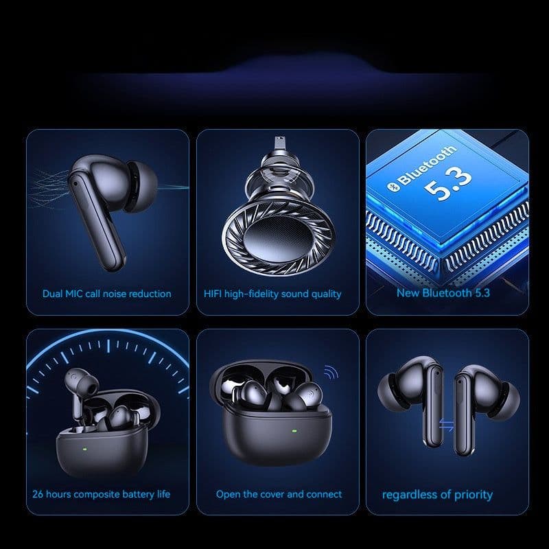 image-Wireless Bluetooth Noise Reduction In-ear Headphones - White/Black ANC