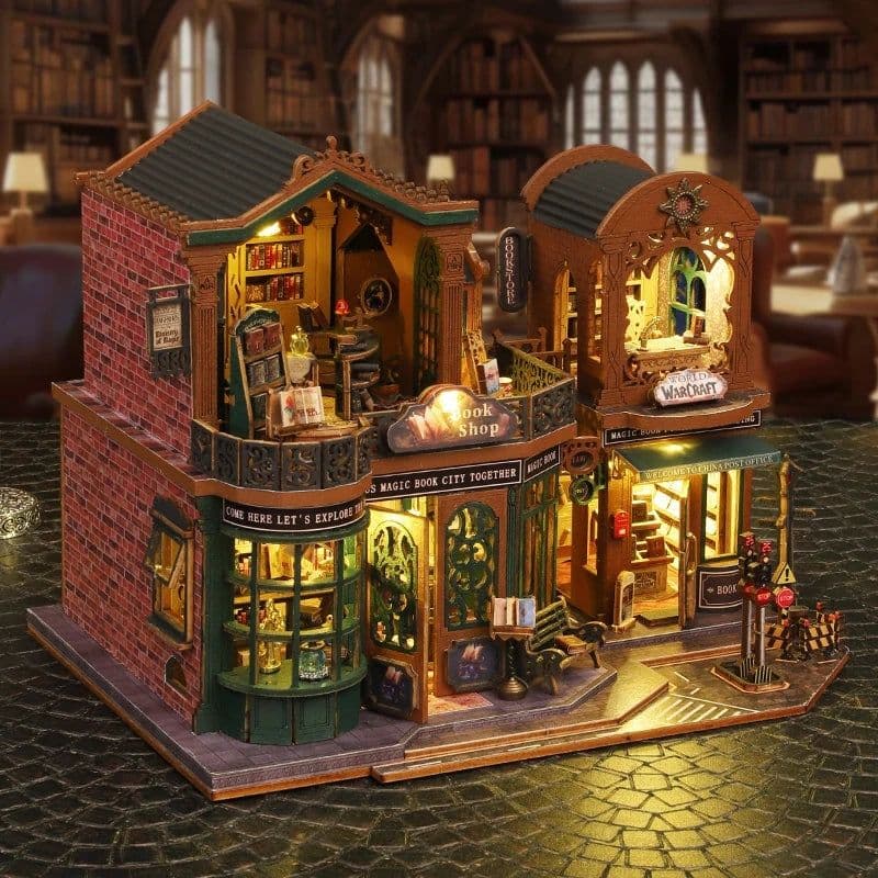 image-2014 DIY Big Doll House Wooden Miniature Furniture Twilight Bookstore Dollhouse Handmade home Model Assembly Toys Birthday Gifts