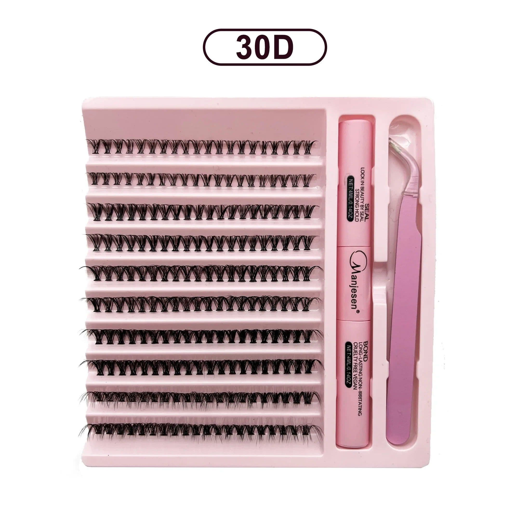 image-DIY Lashes Extension Kit Eyelashes 200 PCS Clusters Lash Bond and Seal Makeup Tools for Gluing Lashes Gluing Glue Accessories