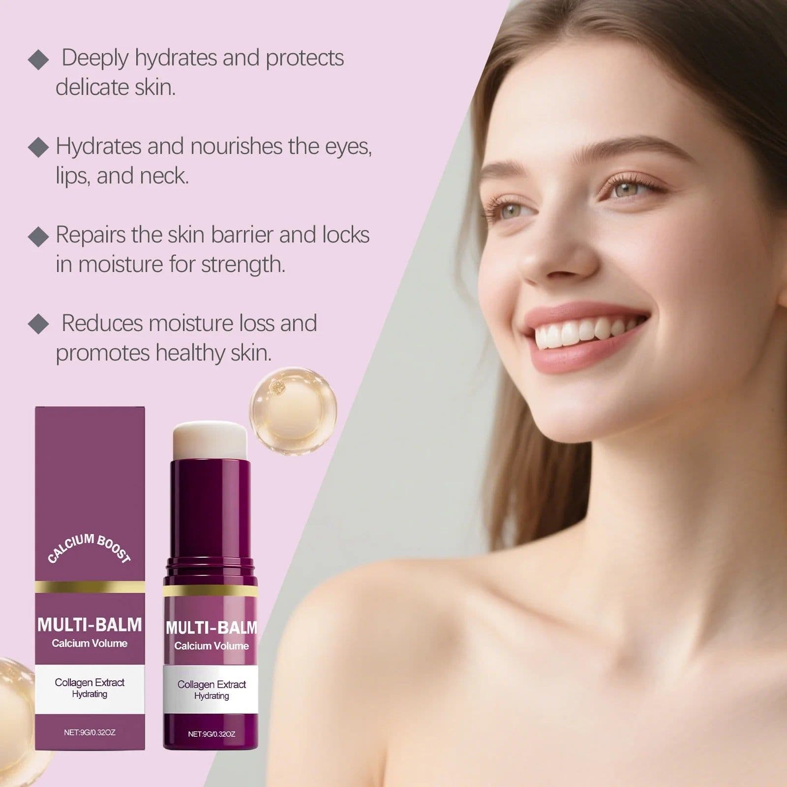 image-Multi Balm Calcium Volume Firming Skin Hydrating Nourishing Smoothing Collagen Moisturing Stick Suitable for Eyes Neck Face