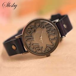 image-Shsby New Vintage Digital Hollow Genuine Cow Leather Strap Watches Women Dress Watches Female Quartz Watch Student Leisure Watch