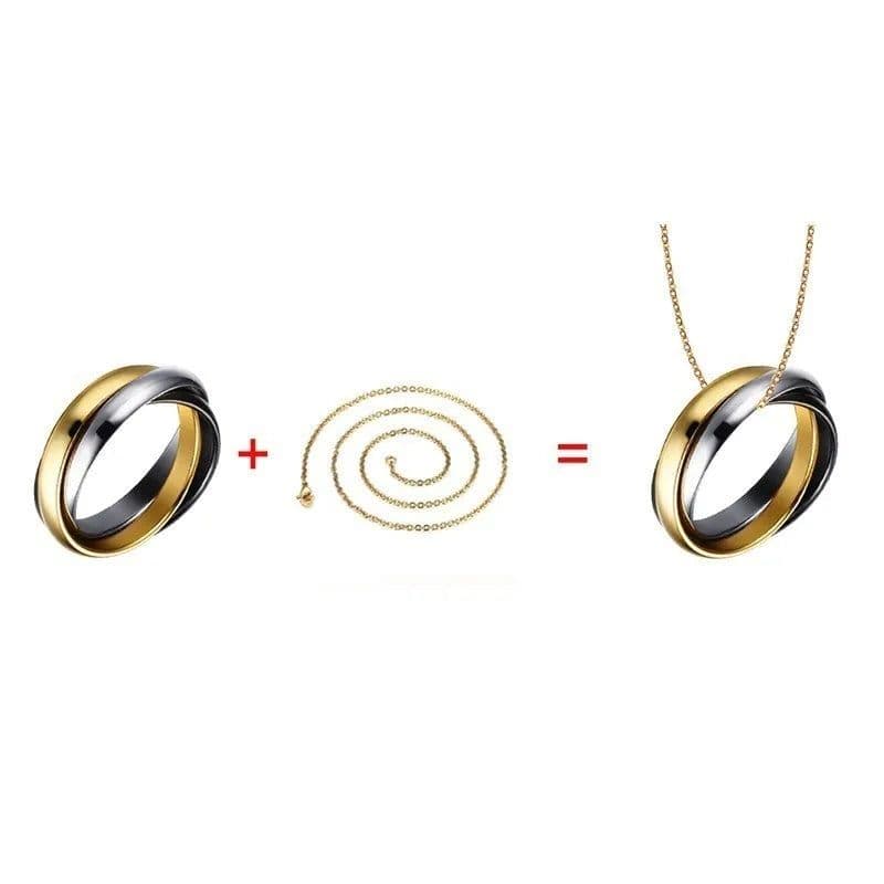 image-New Triple Interlocked Engagement Rings for Women Stainless Steel Three-in-one Promise Gift for Her Valentines Day