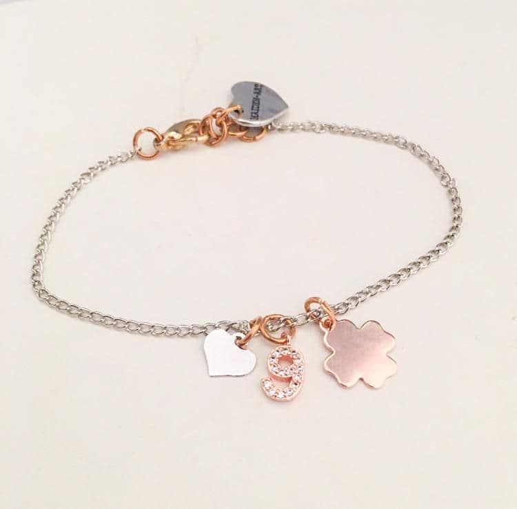 image-Number Bracelet with Heart and Lucky Charms.