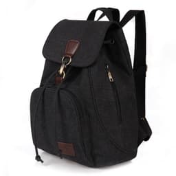 image-Trendy Retro Canvas Backpack, Rose Red, 20-35L, Unisex, Wear-Resistant