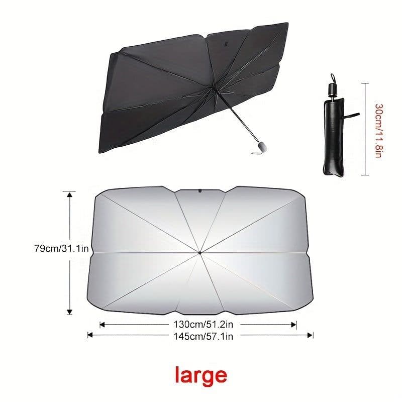 image-Foldable Car Windshield Sunshade Umbrella, Keep Vehicle Cool, Block UV Rays Protect Car Interior, Easy To Store And Use Heat Reduction, UV Protection, Easy Install - Universal Fit, Durable Material