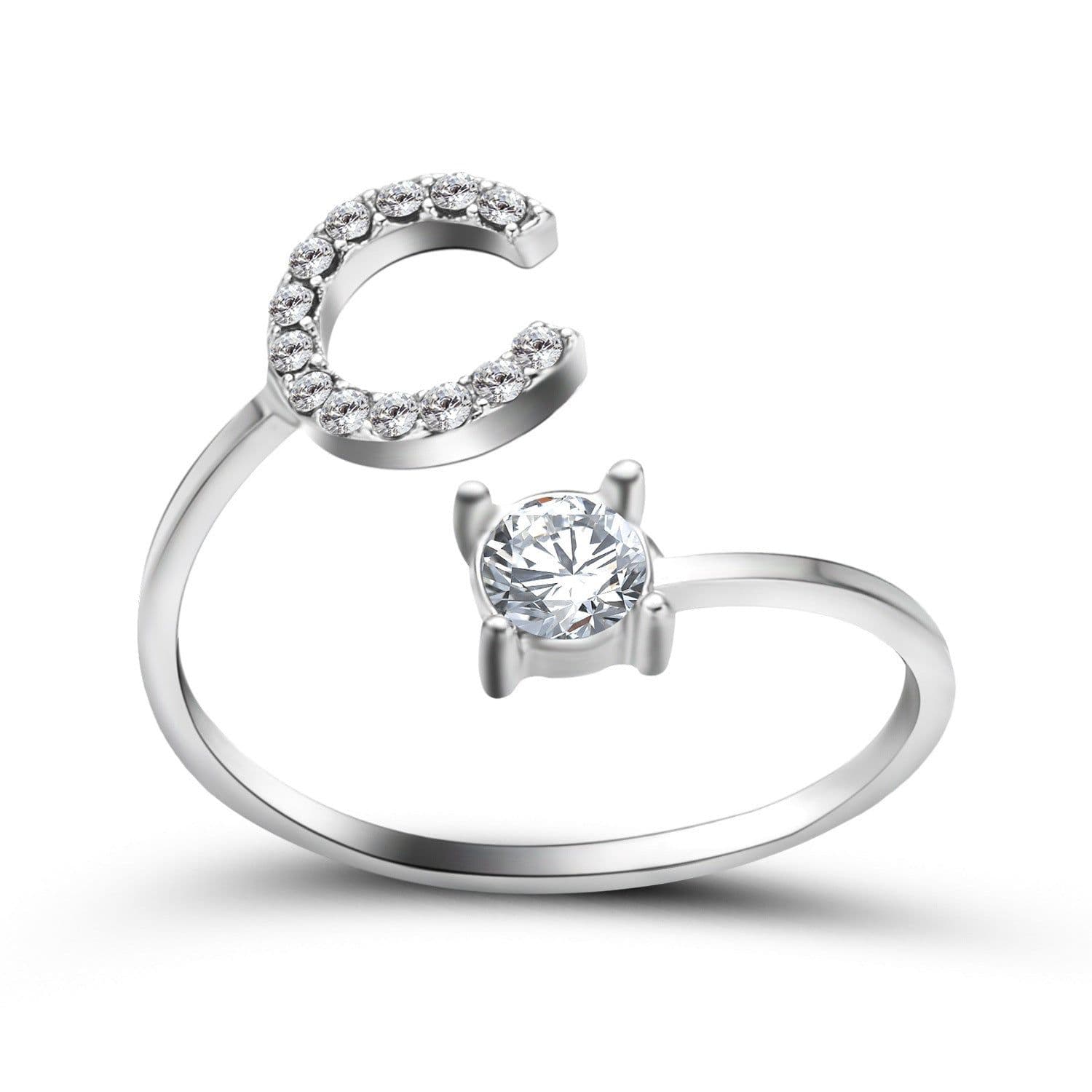 image-New Design Adjustable 26 Initial Letter Ring Fashion Jewelry For Women Simple Elegant Jewelry