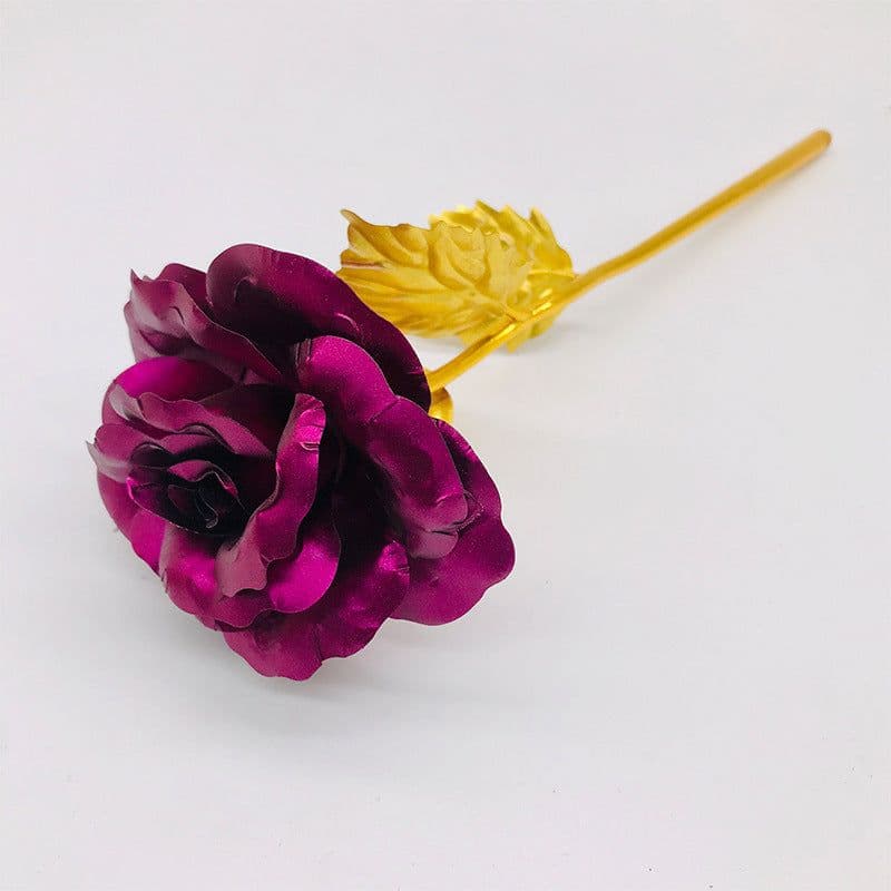 image-24K Luminous Color Gold Rose Flower Set