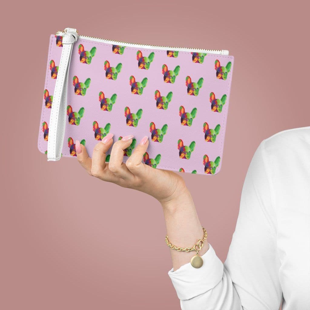 image-Zipped Clutch Bag with Pug Dog Design