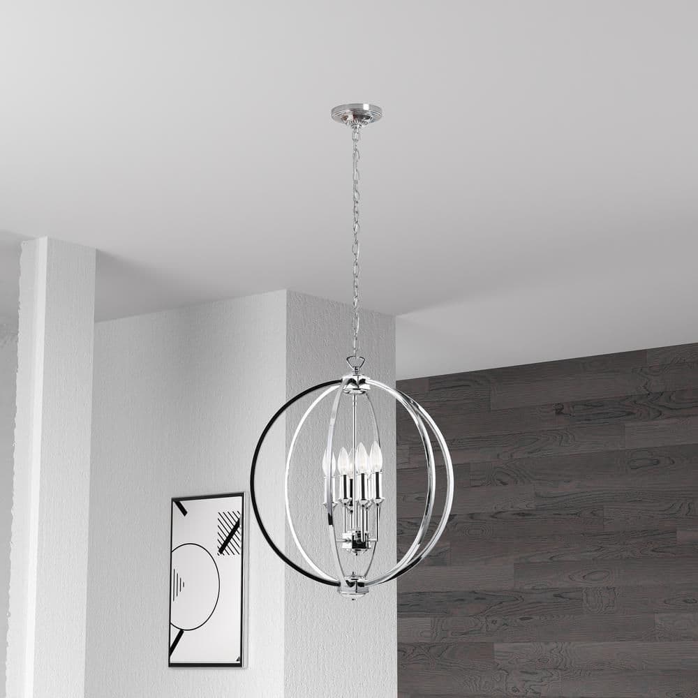 image-6LT Chandelier, Polished Chrome,Jewelled Accents