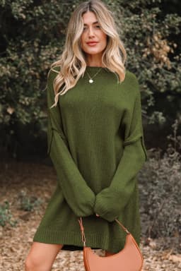image-Four Leaf Clover Oversize Slouchy Sweater Dress