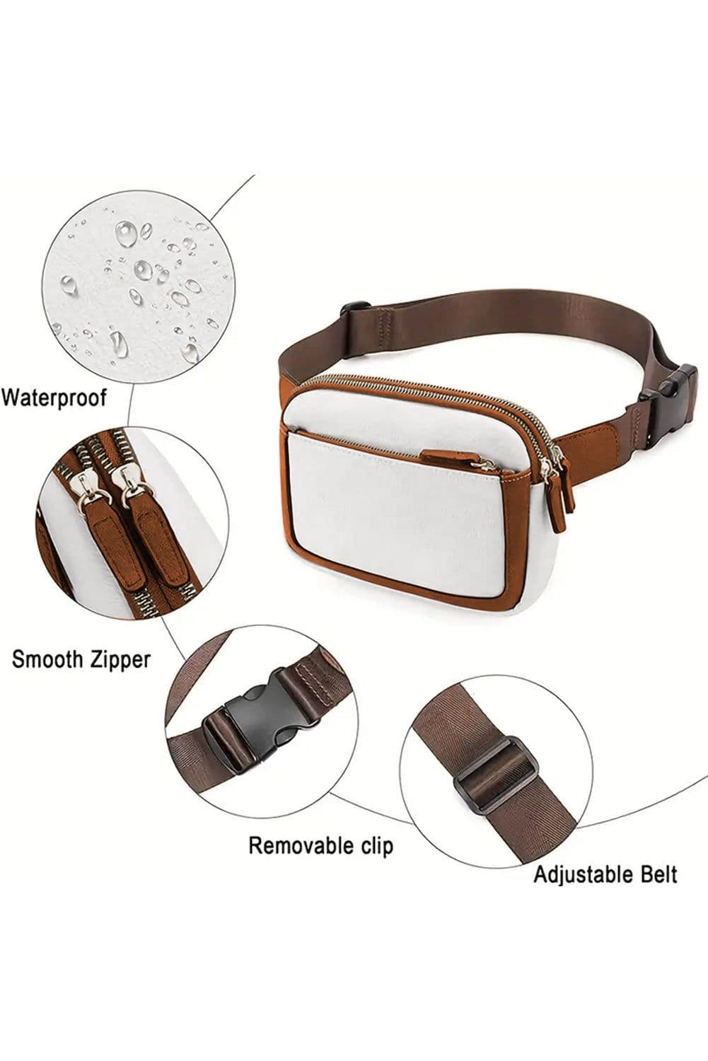 image-White Mini PU Leather Crossbody Bag - Adjustable Strap