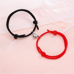 image-Simple Alloy Love Magnets Attracting Couple Bracelets