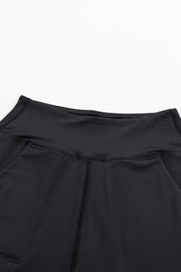 image-Black High Waist Joggers with Exposed Seam & Pockets