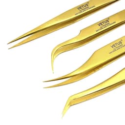 image-100%Vetus MCS Series Golden colors Premium Beauty Makeup Tweezers for Eyelashes Extension Pinzas Super precision