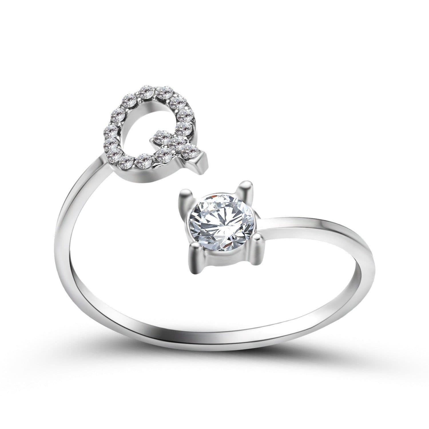 image-New Design Adjustable 26 Initial Letter Ring Fashion Jewelry For Women Simple Elegant Jewelry