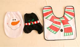 image-Merry Christmas Bathroom Curtain Santa Claus Toilet Seat Christmas Decorations