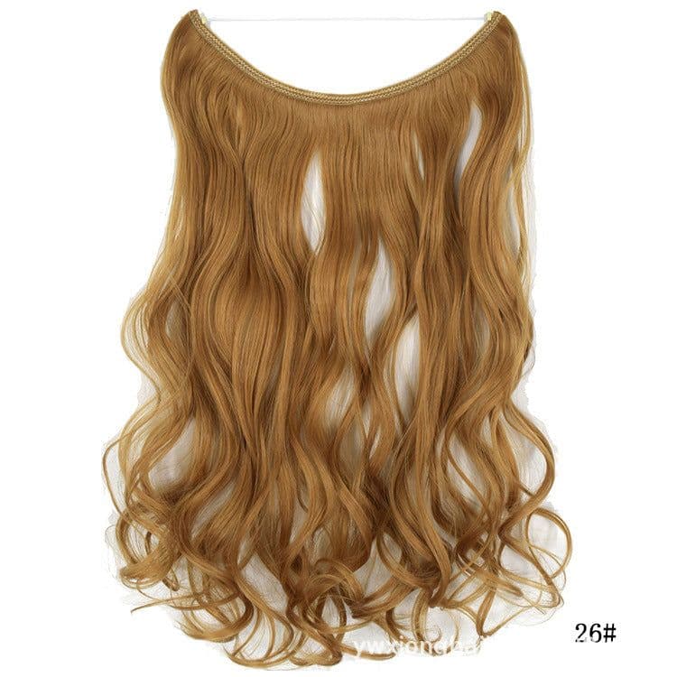 image-Fishing line hair curtain long curly hair no trace hair extension wig piece European and American foreign trade fashion wig female manufacturers spot wholesale