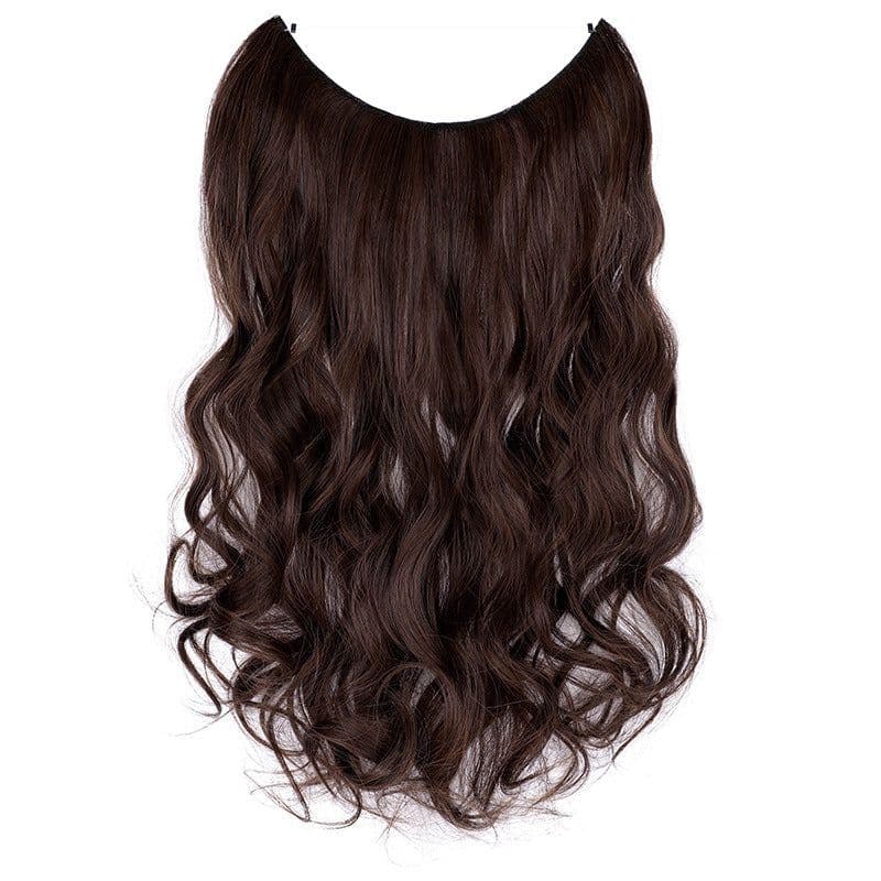 image-Fishing line hair curtain long curly hair no trace hair extension wig piece European and American foreign trade fashion wig female manufacturers spot wholesale