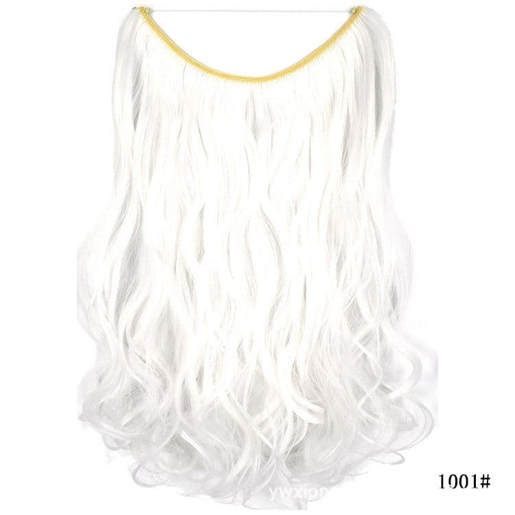 image-Fishing line hair curtain long curly hair no trace hair extension wig piece European and American foreign trade fashion wig female manufacturers spot wholesale