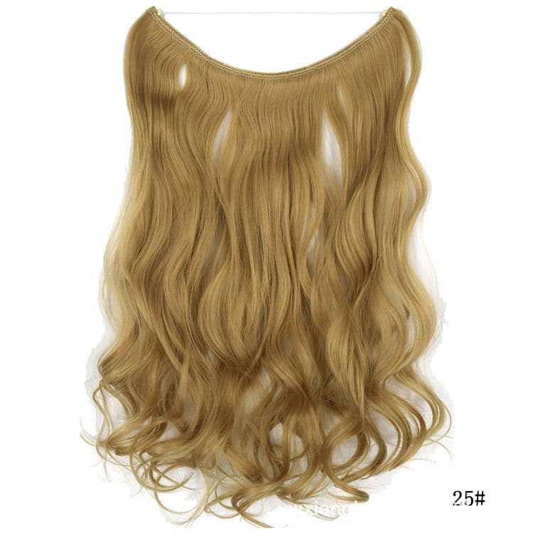 image-Fishing line hair curtain long curly hair no trace hair extension wig piece European and American foreign trade fashion wig female manufacturers spot wholesale