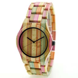 image-Dynamic Bamboo Wood Color Quartz Watch
