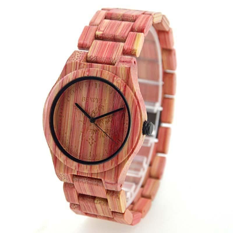 image-Dynamic Bamboo Wood Color Quartz Watch