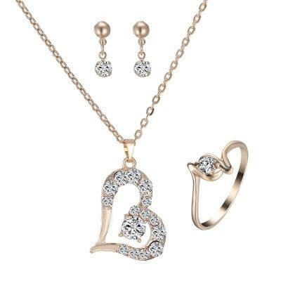 image-Heart Pendant Jewelry Set Rhinestone Jewellery