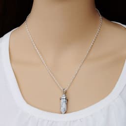 image-AliExpress Explosion Necklace Hexagonal Pendant Necklace Two Pointed Natural Stone Necklace Clavicle Chain 2540