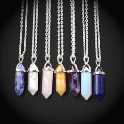 image-AliExpress Explosion Necklace Hexagonal Pendant Necklace Two Pointed Natural Stone Necklace Clavicle Chain 2540