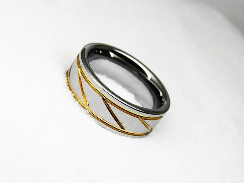 image-WRY Tungsten Ring - Silver Flat Bevel Men's