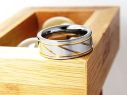 image-WRY Tungsten Ring - Silver Flat Bevel Men's
