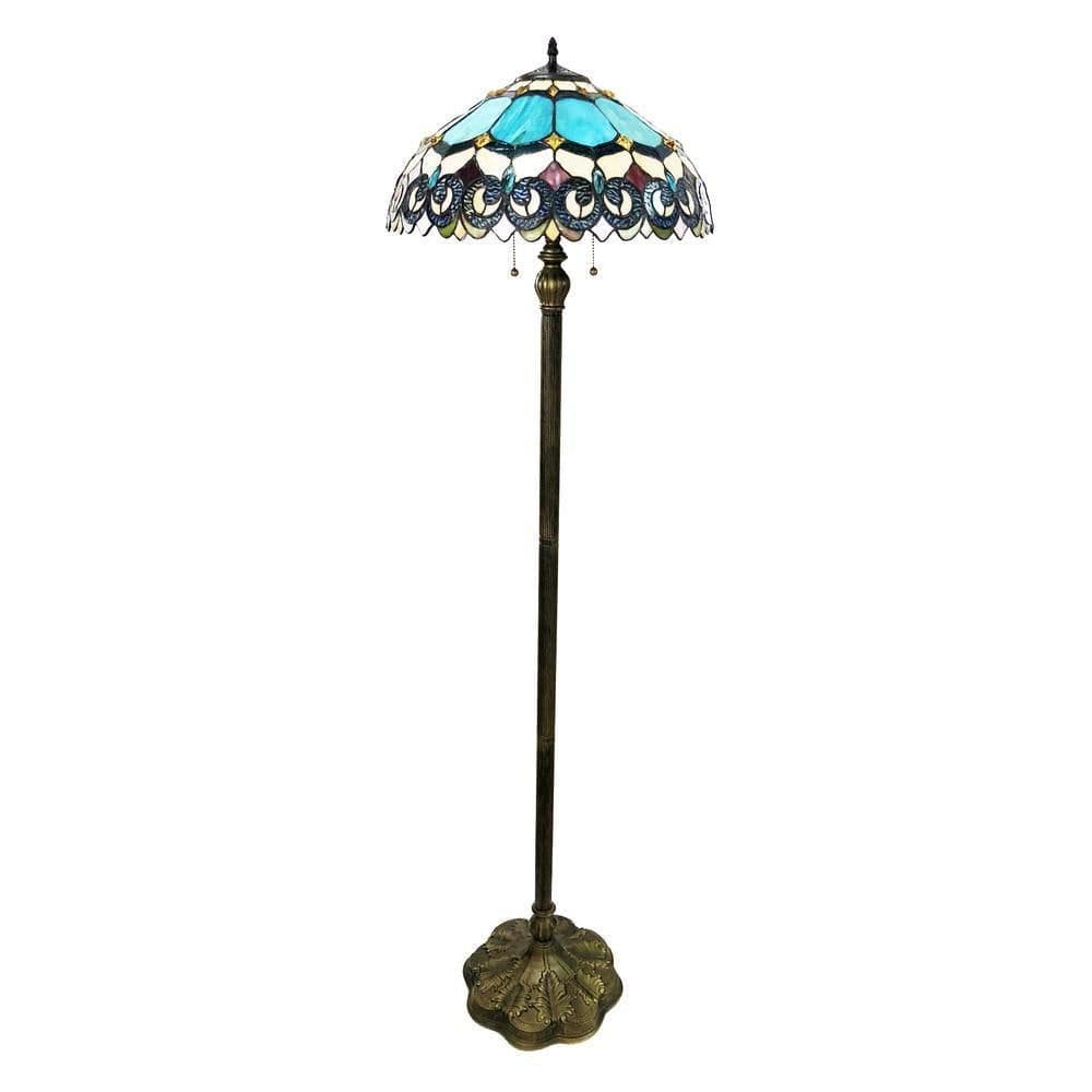 image-AUBREY Victorian 2 Light Antique Dark Bronze Floor Lamp 18" Shade