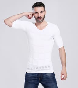 image-Cross-border TV men's corset, corset pressure, belly reduce beer belly, high stretch sports short-sleeved T-shirt